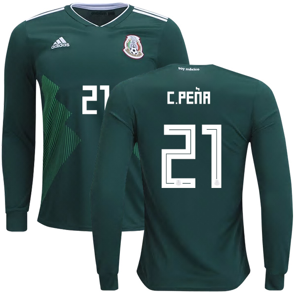 Mexico #21 C.Pena Home Long Sleeves Kid Soccer Country Jersey - Click Image to Close